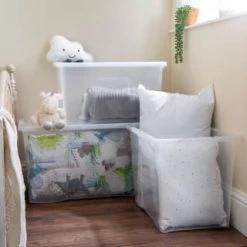 B&M Large Storage Box With Lid 110L - Clear -Home Style Shop 284861 110l storage box with lid clear 5