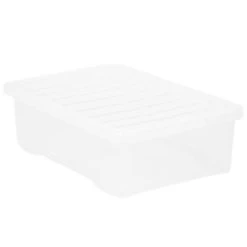 B&M Underbed Clear Storage Box With Lid 32L - Clear -Home Style Shop 314173 32l underbed storage box with lid clear