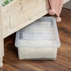 B&M Underbed Clear Storage Box With Lid 32L - Clear -Home Style Shop 314173 32l underbed storage box with lid clear 4