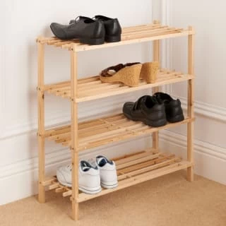B&M 4 Tier Wooden Shoe Rack 1 B&M 4 Tier Wooden Shoe Rack