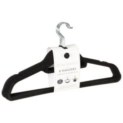 B&M Pure Velvet Hangers 8pk - Black