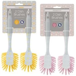 B&M Dish Brushes 2pk - Blush -Home Style Shop 345628 2 printed dish brushes group