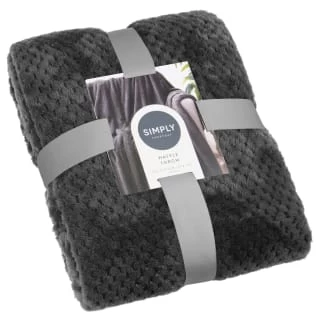 Simply Everyday Waffle Throw - Charcoal 1 Simply Everyday Waffle Throw - Charcoal