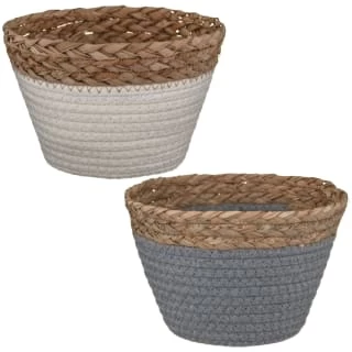 B&M Mini Cotton Wicker Basket - Grey 2 B&M Mini Cotton Wicker Basket - Grey - Image 2