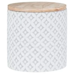 B&M Embossed Geometric Storage Canisters 3pc 11 B&M Embossed Geometric Storage Canisters 3pc -Home Style Shop 356821 storage canisters geo grey