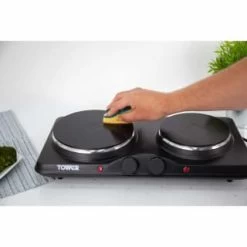 Tower Stainless Steel Double Hot Plate -Home Style Shop 357203 tower twin hot plate