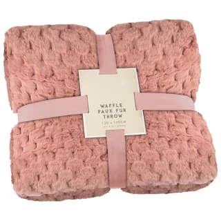 Heritage Collection Waffle Faux Fur Throw - Blush 1 Heritage Collection Waffle Faux Fur Throw - Blush