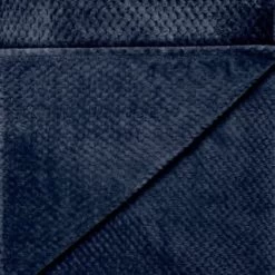 B&M Waffle Faux Fur Throw - Navy -Home Style Shop 372950 waffle faux fur throw navy 2