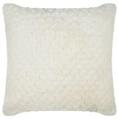B&M Waffle Faux Fur Cushion 48 X 48cm - Cream