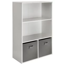 New Arrival -Home Style Shop 376507 lokken bookcase 2 basket white 1