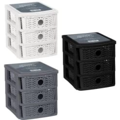 B&M 3 Tier Chevron Storage Organiser - Black -Home Style Shop 377462 3 drawer chevron organiser main