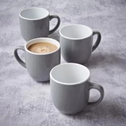 Simply Everyday Gloss Mugs 4pk - Grey -Home Style Shop 380120 4pk simply everyday mugs grey