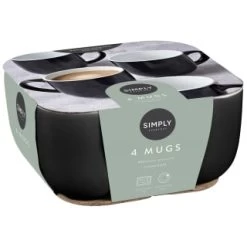 Simply Everyday Gloss Mugs 4pk - Black -Home Style Shop 380121 4pk simply everyday mugs black 2