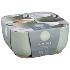 Simply Everyday Gloss Mugs 4pk - Sage -Home Style Shop 380123 4pk simply everyday mugs sage 2