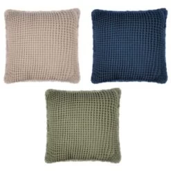B&M Cotton Waffle Cushion - Green -Home Style Shop 380445 380640 380486 cotton waffle cushion main