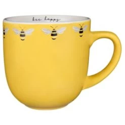 B&M Bee Happy Printed Mugs - 4pk -Home Style Shop 380506 4pk printed mugs bee happy yellow