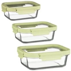 B&M Green Glass Food Container - Medium -Home Style Shop 380662 380663 380664 glass food container green medium 1