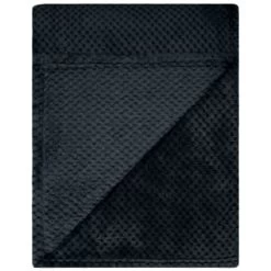 B&M Waffle Fleece Throw - Black -Home Style Shop 383147 supersoft waffle fleece throw black 3