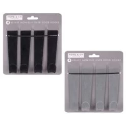 B&M Velvet Overdoor Hooks 4pk - Black -Home Style Shop 383665 4 velvet non slip over door hooks main