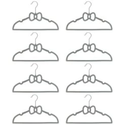 B&M Children's Non-Slip Hangers 8pk - Grey -Home Style Shop 383693 8pk childrens hangers grey bow