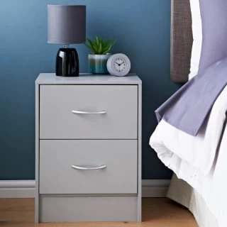 Lokken 2 Drawer Bedside Table - Grey 1 Lokken 2 Drawer Bedside Table - Grey