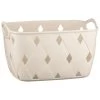 Diamond Embossed Cream Storage Basket - Medium