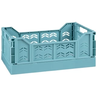 Midi Stacking Fold Flat Crate 30.6 X 20.5 X 12.6cm - Teal 1 Midi Stacking Fold Flat Crate 30.6 X 20.5 X 12.6cm - Teal