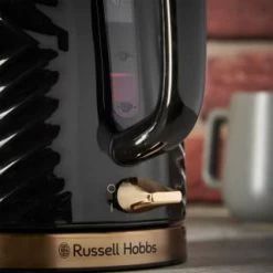 Russell Hobbs Groove Kettle 1.7L - Black & Gold -Home Style Shop 386647 russell hobbs groove black and gold kettle 3