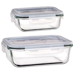 B&M Small Eco Glass Clip Lock Food Container -Home Style Shop 388506 388507 glass clip lock food container group 1