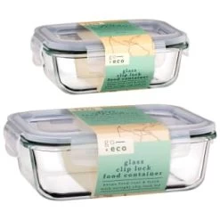 B&M Small Eco Glass Clip Lock Food Container -Home Style Shop 388506 388507 glass clip lock food container group 2 1