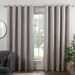 B&M Colorado Hopsack Fully Lined Silver Eyelet Curtains 66 X 72"