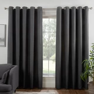 B&M Colorado Hopsack Fully Lined Charcoal Eyelet Curtains 66 X 90" 1 B&M Colorado Hopsack Fully Lined Charcoal Eyelet Curtains 66 X 90"