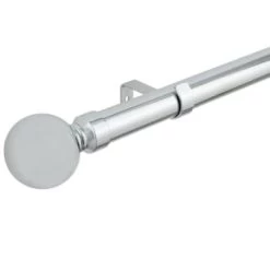B&M Shiny Nickle Silver Orb Curtain Pole 70 - 120cm