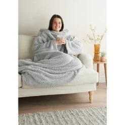 Home Essentials Teddy TV Blanket - Silver -Home Style Shop 393423 home essentials teddy tv blanket silver