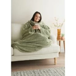 Home Essentials Teddy TV Blanket - Sage -Home Style Shop 393430 home essentials teddy tv blanket sage