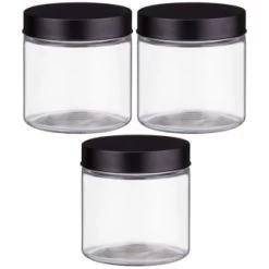 Set Of 3 Jars With Black Lids -Home Style Shop 394387 set 3 jars with black lids 2