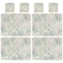 B&M Floral Placemat & Coaster Set 8pc