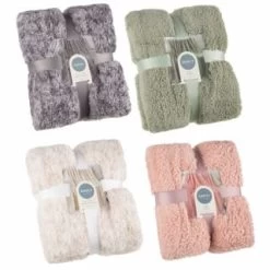 B&M Simply Two Tone Teddy Throw - Grey -Home Style Shop 394924 394926 394927 394928 simply plain teddy throw group 2