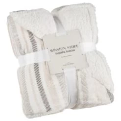 Winston Grey Stripe Sherpa Throw