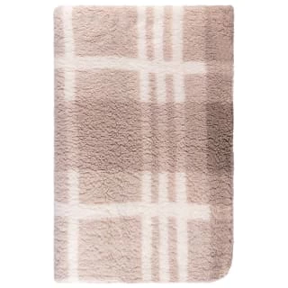 B&M Check Sherpa Throw - Natural 2 B&M Check Sherpa Throw - Natural - Image 2