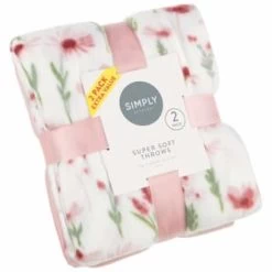 Simply Floral Polar Fleece Throw 2pk