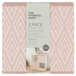 Lokken Printed Storage Cubes 2pk - Pink Diamond -Home Style Shop 395838 2pk printed lokken storage cubes pink diamond 2