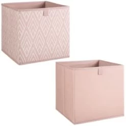 Lokken Printed Storage Cubes 2pk - Pink Diamond -Home Style Shop 395838 2pk printed lokken storage cubes pink diamond 3
