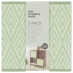 Lokken Printed Storage Cubes 2pk - Sage Diamond -Home Style Shop 395843 2pk printed lokken storage cubes sage diamond 2