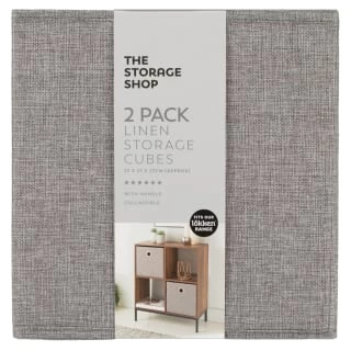Lokken Linen Storage Cubes 2pk - Grey 2 Lokken Linen Storage Cubes 2pk - Grey - Image 2