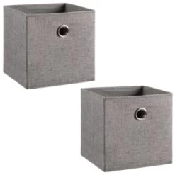 Lokken Linen Storage Cubes 2pk - Grey 6 Lokken Linen Storage Cubes 2pk - Grey -Home Style Shop 395851 2pk linen lokken storage cubes grey 3