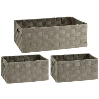 B&M Caen Set Of 3 Paper Rope Baskets - Grey 1 B&M Caen Set Of 3 Paper Rope Baskets - Grey