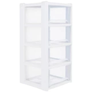 B&M White 4 Tier Drawers 1 B&M White 4 Tier Drawers