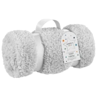Simply Kids Teddy Throw - Light Grey 1 Simply Kids Teddy Throw - Light Grey